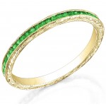 Engraved Channel Set Tsavorites Eternity Band