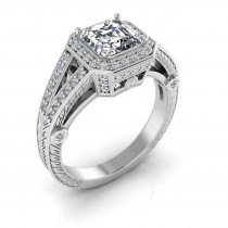 Gordon Clark Antique Inspired Diamond with Mill Grain Engagement Ring