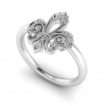 Fleur De Li Diamond Ring